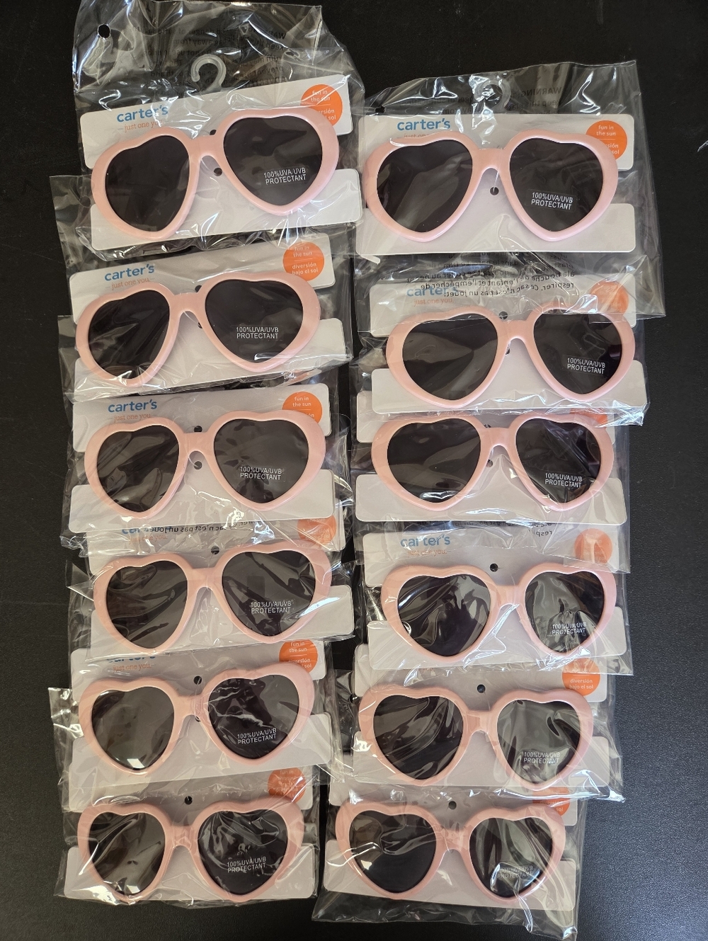 Carter's Casepack Of 12 New Pairs Of Pink Heart Sunglesses, Toddler Size